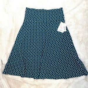 LuLaRoe large Azure skirt, dark teal with polka dots